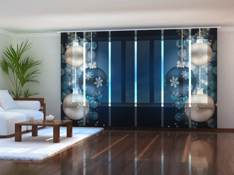 Set di 6 Tende a Pannello Lustro Blu del Nuovo Anno acquistare Set di 6 Tende a Pannello Lustro Blu del Nuovo Anno — Foto