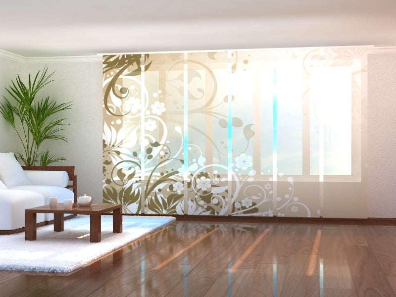 Set di 6 Tende a Pannello Liane Floreali Marroni acquistare Set di 6 Tende a Pannello Liane Floreali Marroni — Foto