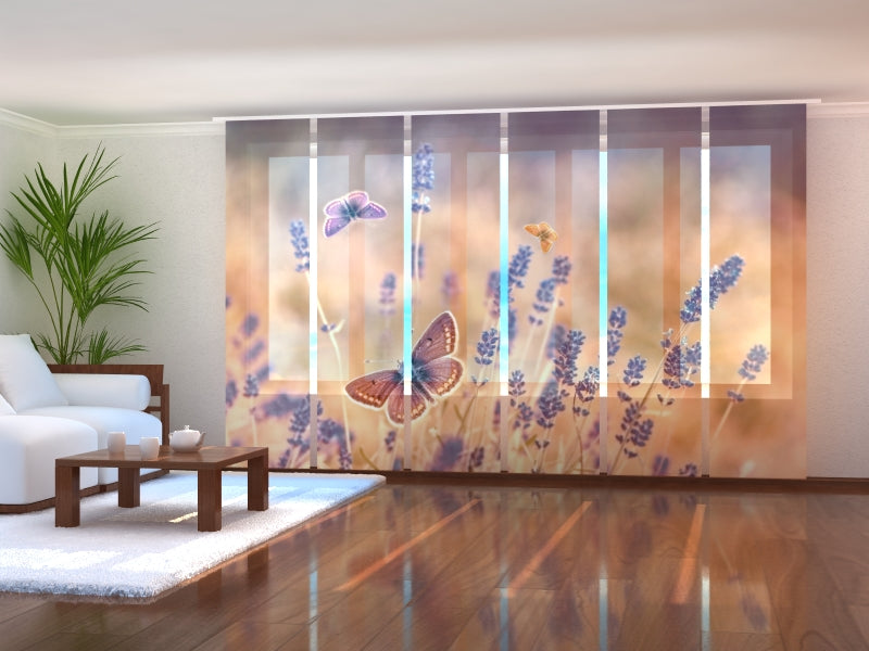 Set di 6 Tende a Pannello Farfalle sulla Lavanda acquistare Set di 6 Tende a Pannello Farfalle sulla Lavanda — Foto