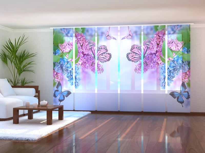 Set di 6 Tende a Pannello Farfalla e Lilla acquistare Set di 6 Tende a Pannello Farfalla e Lilla — Foto