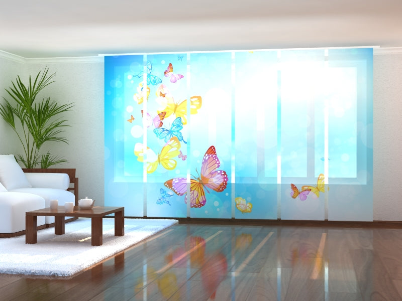 Set di 6 Tende a Pannello Farfalla nel Cielo acquistare Set di 6 Tende a Pannello Farfalla nel Cielo — Foto