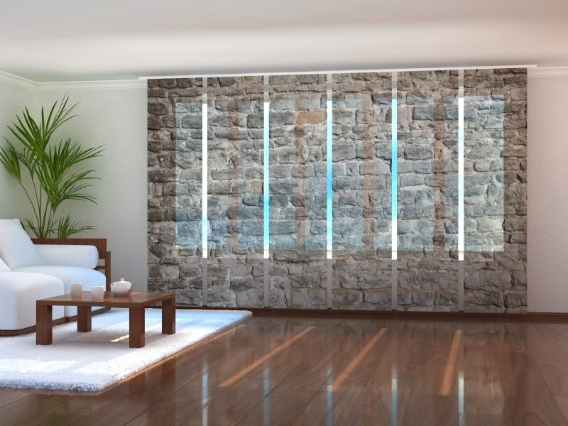 Set di 6 Tende a Pannello Muro di Castello a Mattoni acquistare Set di 6 Tende a Pannello Muro di Castello a Mattoni — Foto