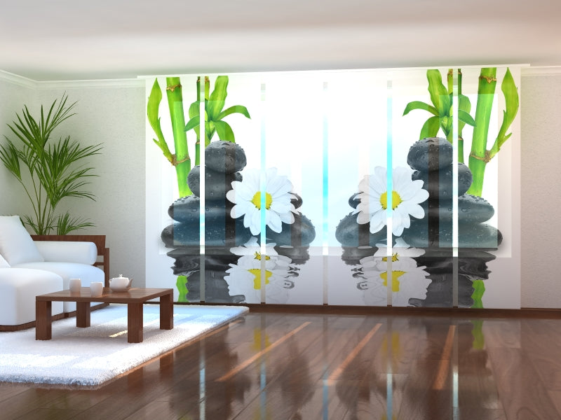 Set di 6 Tende a Pannello Camomilla e Bambù acquistare Set di 6 Tende a Pannello Camomilla e Bambù — Foto