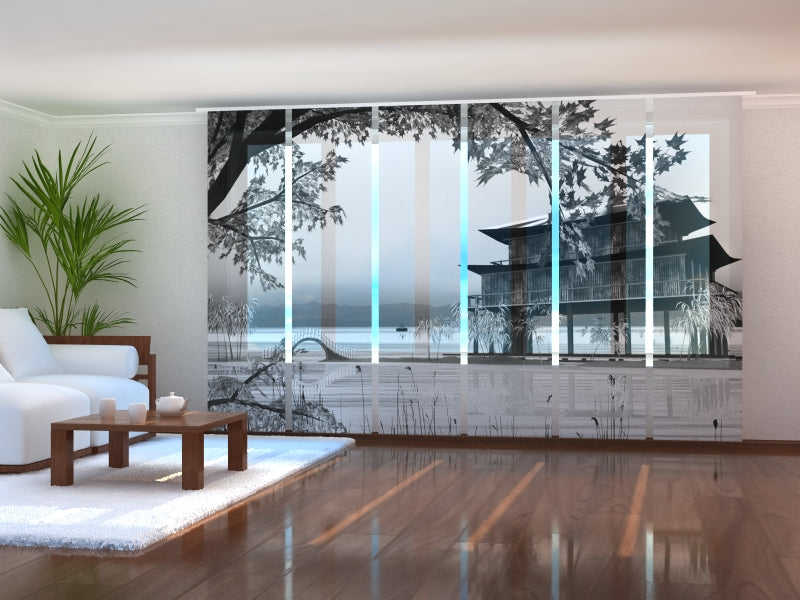 Set di 6 Tende a Pannello Paesaggio Сinese acquistare Set di 6 Tende a Pannello Paesaggio Сinese — Foto