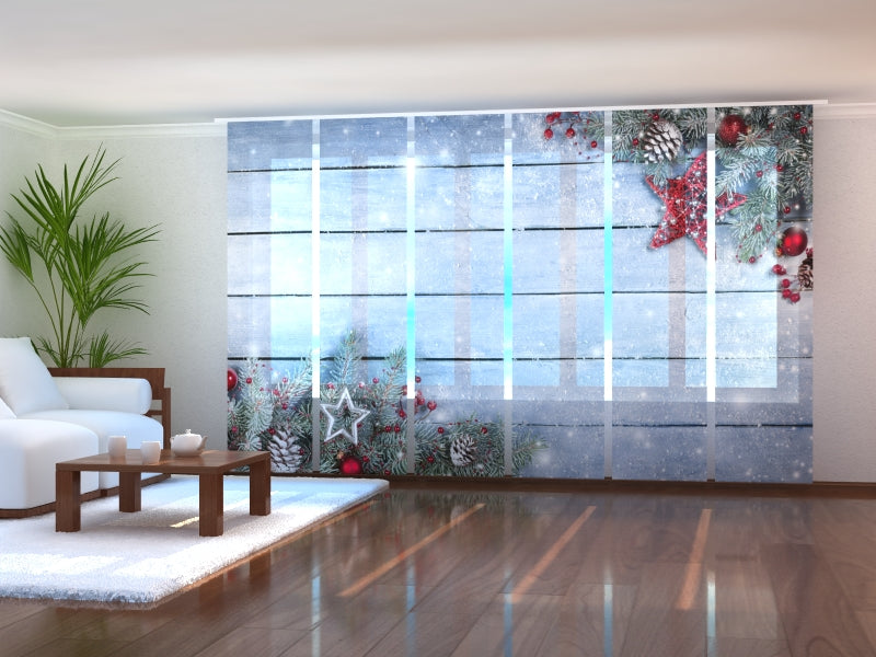 Set di 6 Tende a Pannello Stella Rossa di Natale 3 acquistare Set di 6 Tende a Pannello Stella Rossa di Natale 3 — Foto