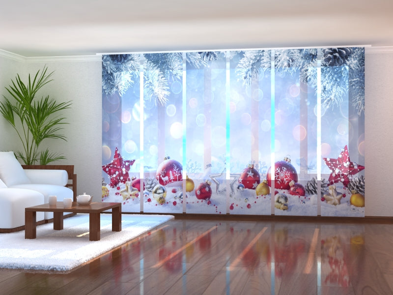 Set di 6 Tende a Pannello Palline Di Natale Rosse e Dorate acquistare Set di 6 Tende a Pannello Palline Di Natale Rosse e Dorate — Foto