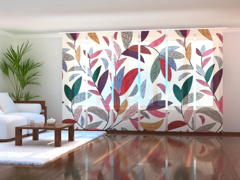 Set di 6 Tende a Pannello Foglie Colorate acquistare Set di 6 Tende a Pannello Foglie Colorate — Foto