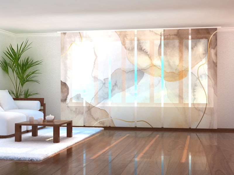 Set di 6 Tende a Pannello Delicato Acquerello in Beige e Marrone acquistare Set di 6 Tende a Pannello Delicato Acquerello in Beige e Marrone — Foto