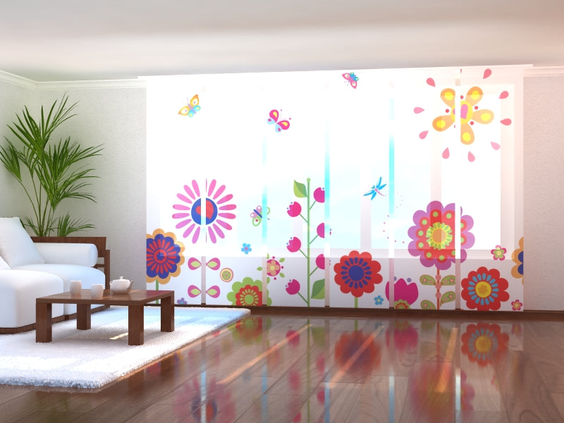 Set di 6 Tende a Pannello Fiori e Sole acquistare Set di 6 Tende a Pannello Fiori e Sole — Foto