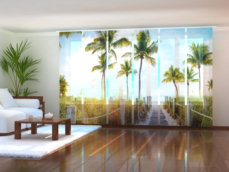 Set di 6 Tende a Pannello Passerella Verso La Spiaggia acquistare Set di 6 Tende a Pannello Passerella Verso La Spiaggia — Foto