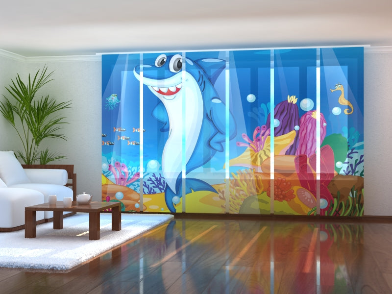 Set di 6 Tende a Pannello Squalo Divertente acquistare Set di 6 Tende a Pannello Squalo Divertente — Foto