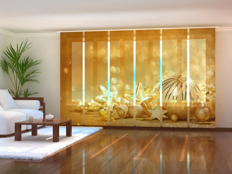 Set di 6 Tende a Pannello Giocattoli di Natale Dorati acquistare Set di 6 Tende a Pannello Giocattoli di Natale Dorati — Foto