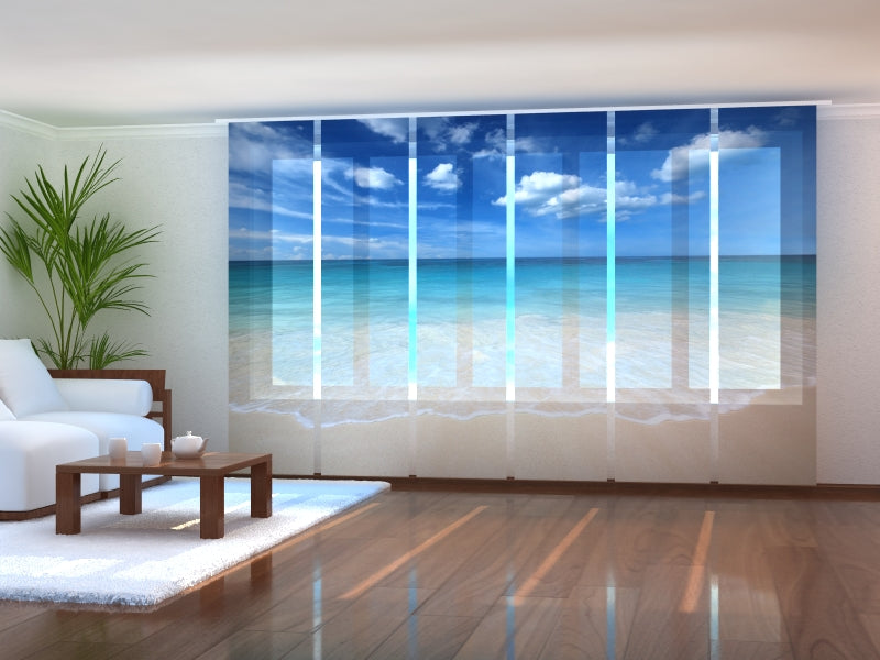 Set di 6 Tende a Pannello Sabbia Dorata acquistare Set di 6 Tende a Pannello Sabbia Dorata — Foto