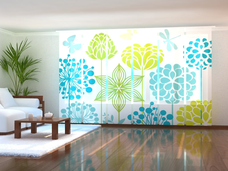 Set di 6 Tende a Pannello Fiori Stilizzati acquistare Set di 6 Tende a Pannello Fiori Stilizzati — Foto