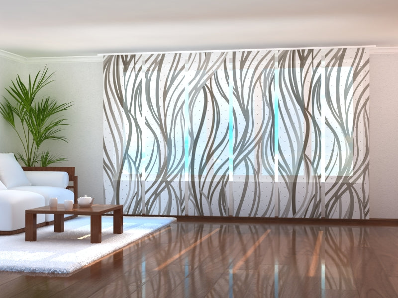 Set di 6 Tende a Pannello Onde Grigie Astratte acquistare Set di 6 Tende a Pannello Onde Grigie Astratte — Foto