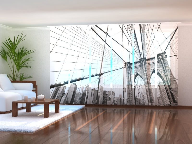 Set di 6 Tende a Pannello Ponte di Brooklyn Grigio acquistare Set di 6 Tende a Pannello Ponte di Brooklyn Grigio — Foto