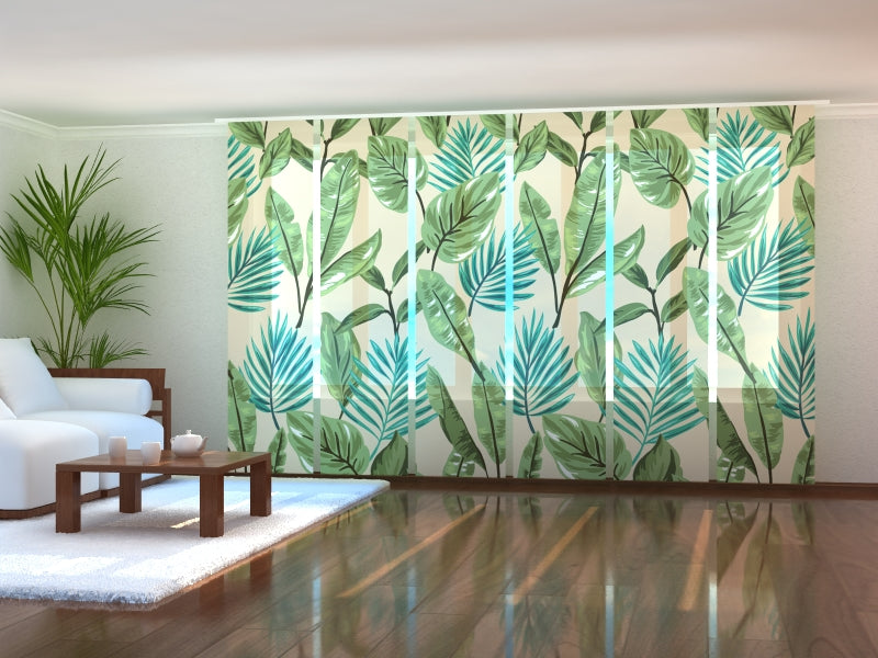 Set di 6 Tende a Pannello Foglie Verdi 2 acquistare Set di 6 Tende a Pannello Foglie Verdi 2 — Foto