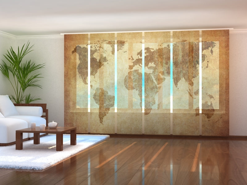 Set di 6 Tende a Pannello Mappa del Mondo Grunge 2 acquistare Set di 6 Tende a Pannello Mappa del Mondo Grunge 2 — Foto