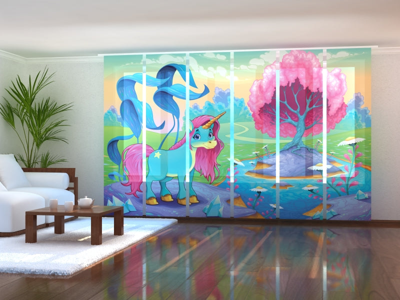 Set di 6 Tende a Pannello Unicorno Felice acquistare Set di 6 Tende a Pannello Unicorno Felice — Foto