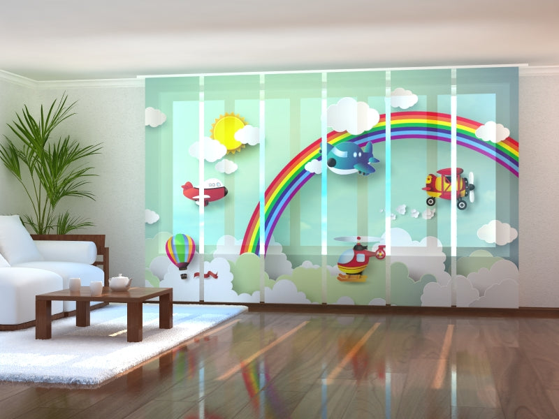 Set di 6 Tende a Pannello Elicottero con Arcobaleno acquistare Set di 6 Tende a Pannello Elicottero con Arcobaleno — Foto