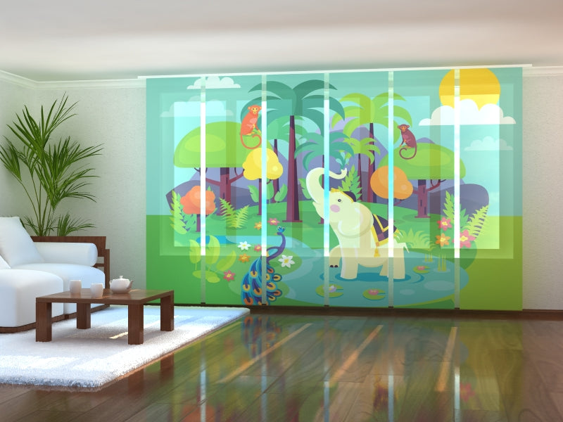 Set di 6 Tende a Pannello Animali Indiani acquistare Set di 6 Tende a Pannello Animali Indiani — Foto