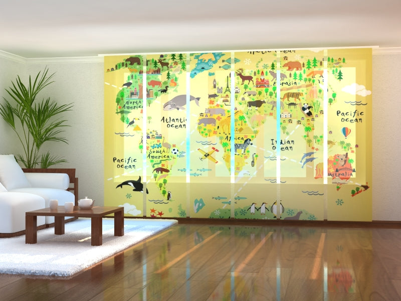 Set di 6 Tende a Pannello Mappa per Bambini acquistare Set di 6 Tende a Pannello Mappa per Bambini — Foto