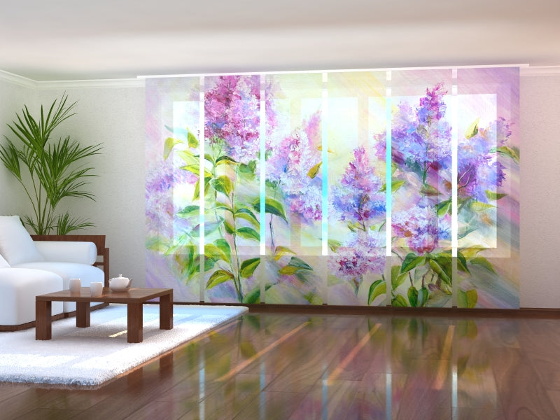 Set di 6 Tende a Pannello Rami Di Lilla All'Alba acquistare Set di 6 Tende a Pannello Rami Di Lilla All'Alba — Foto