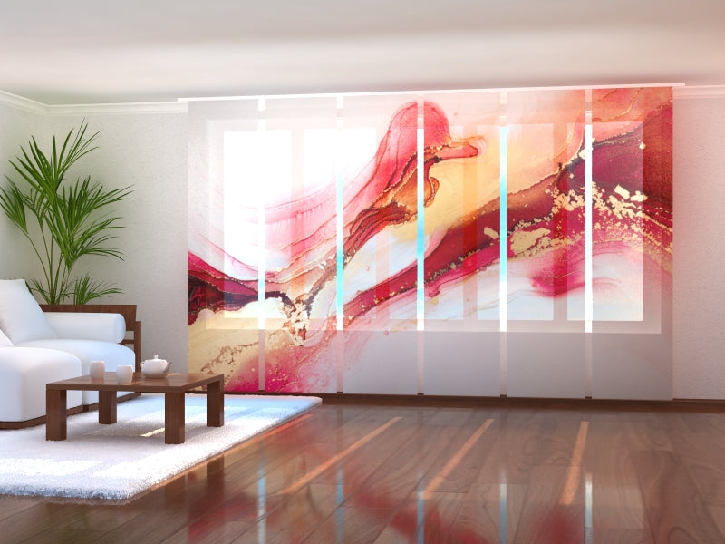 Set di 6 Tende a Pannello Astrazione di Lusso in Rosso e Oro acquistare Set di 6 Tende a Pannello Astrazione di Lusso in Rosso e Oro — Foto