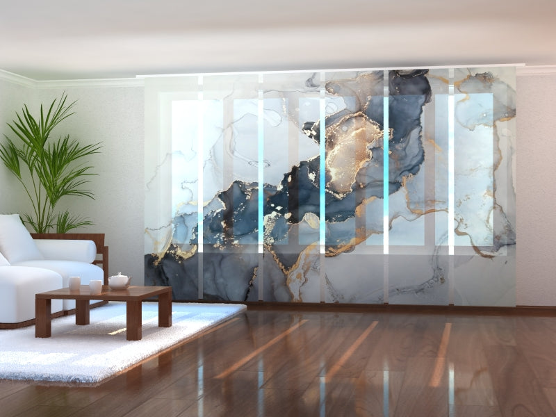 Set di 6 Tende a Pannello Lussuoso Marmo in Nero, Grigio e Oro acquistare Set di 6 Tende a Pannello Lussuoso Marmo in Nero, Grigio e Oro — Foto