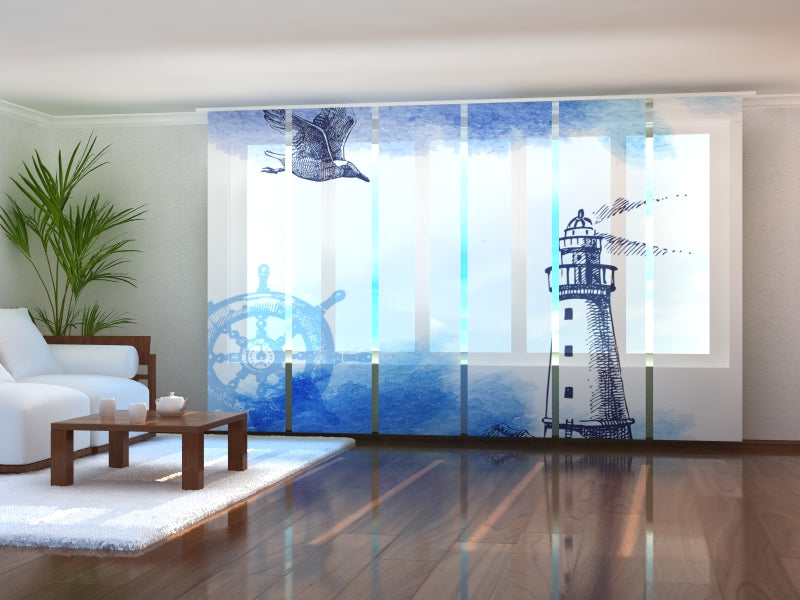 Set di 6 Tende a Pannello Illustrazione Nautica ad Acquerello acquistare Set di 6 Tende a Pannello Illustrazione Nautica ad Acquerello — Foto