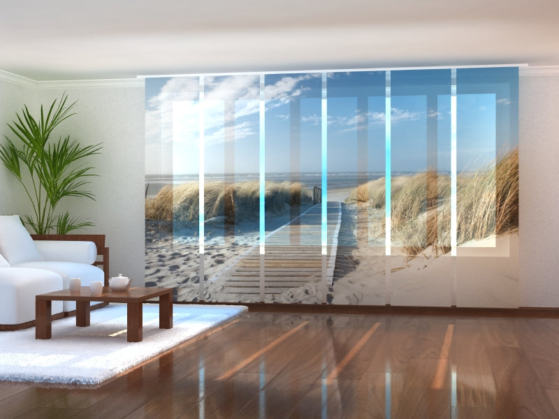 Set di 6 Tende a Pannello Spiaggia del Mare del Nord a Langeoog acquistare Set di 6 Tende a Pannello Spiaggia del Mare del Nord a Langeoog — Foto