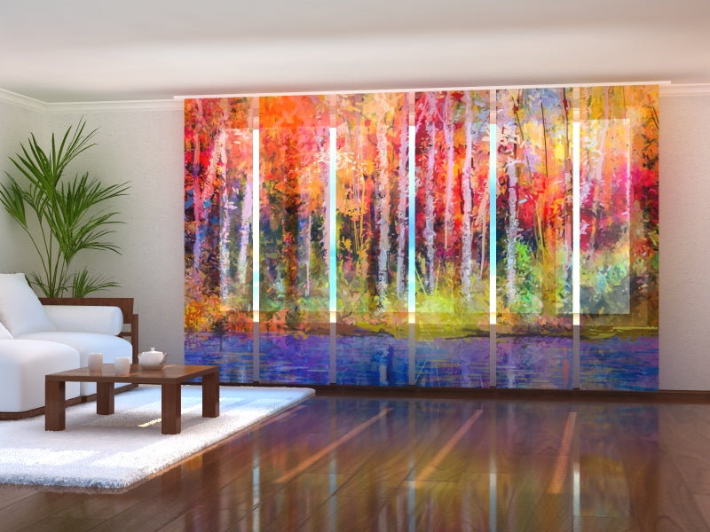 Set di 6 Tende a Pannello Pittura a Olio Alberi Autunnali Sgargianti acquistare Set di 6 Tende a Pannello Pittura a Olio Alberi Autunnali Sgargianti — Foto