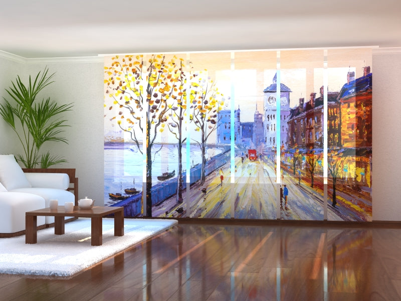 Set di 6 Tende a Pannello Pittura a Olio Vecchia Londra acquistare Set di 6 Tende a Pannello Pittura a Olio Vecchia Londra — Foto