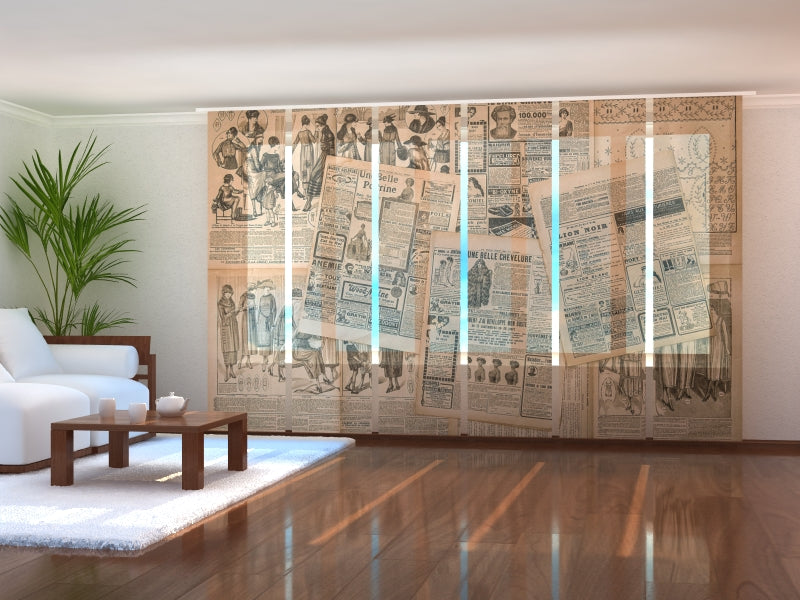 Set di 6 Tende a Pannello Vecchie Pagine di Giornale acquistare Set di 6 Tende a Pannello Vecchie Pagine di Giornale — Foto