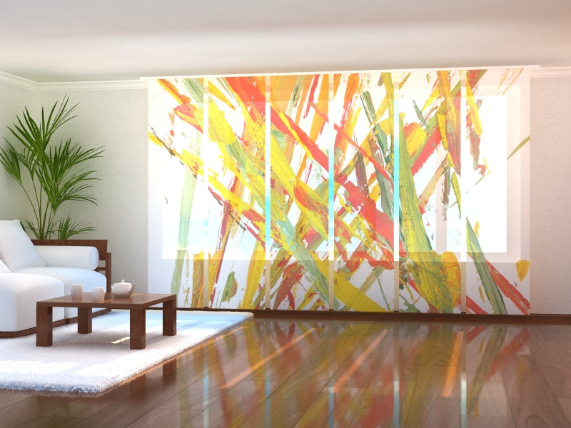 Set di 6 Tende a Pannello Pittura Astratta Arancione Pennellata acquistare Set di 6 Tende a Pannello Pittura Astratta Arancione Pennellata — Foto