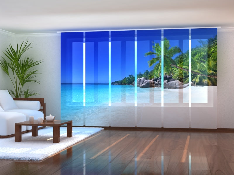 Set di 6 Tende a Pannello Palma sulla Spiaggia acquistare Set di 6 Tende a Pannello Palma sulla Spiaggia — Foto