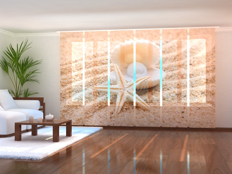 Set di 6 Tende a Pannello Perla su Conchiglia acquistare Set di 6 Tende a Pannello Perla su Conchiglia — Foto