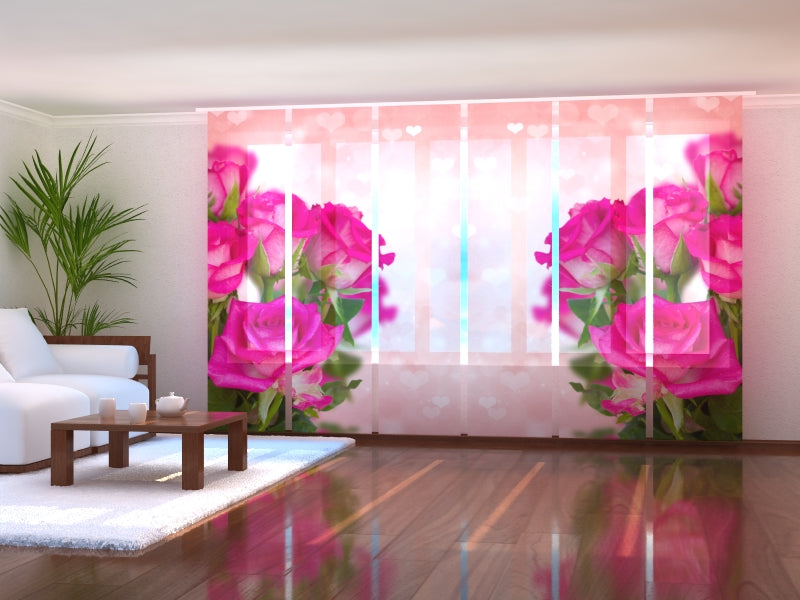 Set di 6 Tende a Pannello Rose Rosa e Cuori acquistare Set di 6 Tende a Pannello Rose Rosa e Cuori — Foto