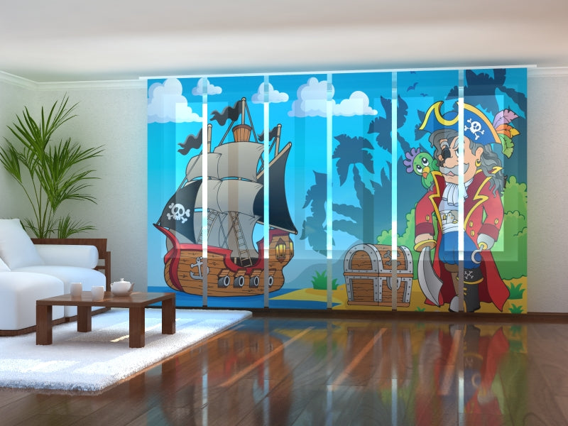 Set di 6 Tende a Pannello Pirata e Tesoro acquistare Set di 6 Tende a Pannello Pirata e Tesoro — Foto