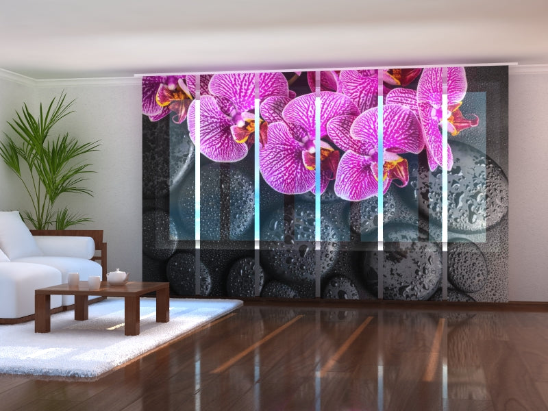 Set di 6 Tende a Pannello Ramoscello Fiorito Viola acquistare Set di 6 Tende a Pannello Ramoscello Fiorito Viola — Foto