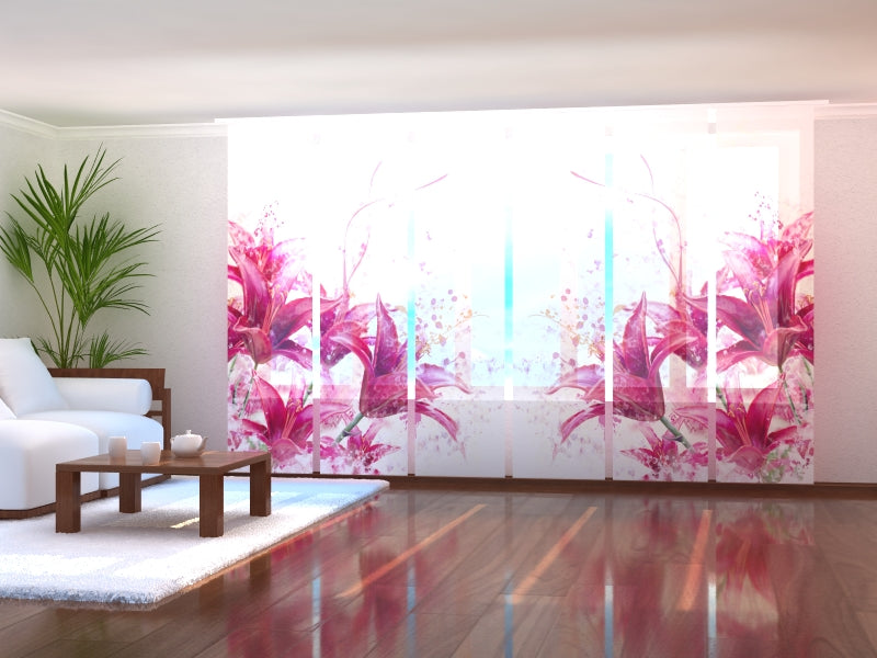 Set di 6 Tende a Pannello Gigli Color Lampone acquistare Set di 6 Tende a Pannello Gigli Color Lampone — Foto