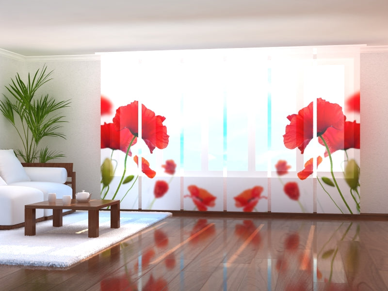 Set di 6 Tende a Pannello Rossa e Bianca acquistare Set di 6 Tende a Pannello Rossa e Bianca — Foto