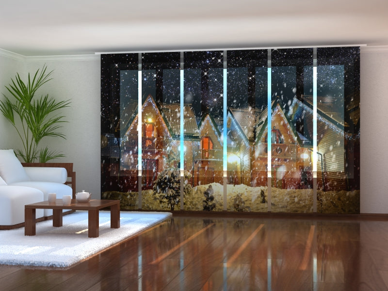 Set di 6 Tende a Pannello Notte Innevata acquistare Set di 6 Tende a Pannello Notte Innevata — Foto