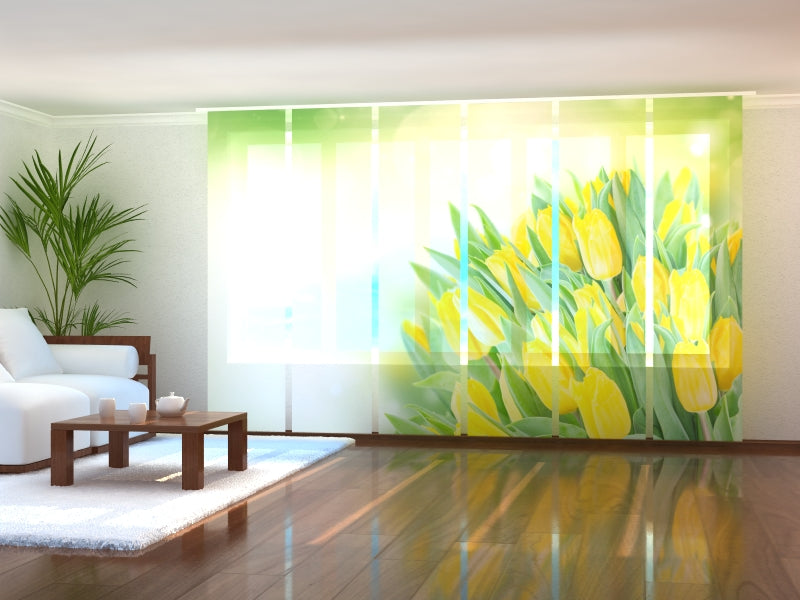 Set di 6 Tende a Pannello Vivaci Tulipani Gialli Primaverili acquistare Set di 6 Tende a Pannello Vivaci Tulipani Gialli Primaverili — Foto