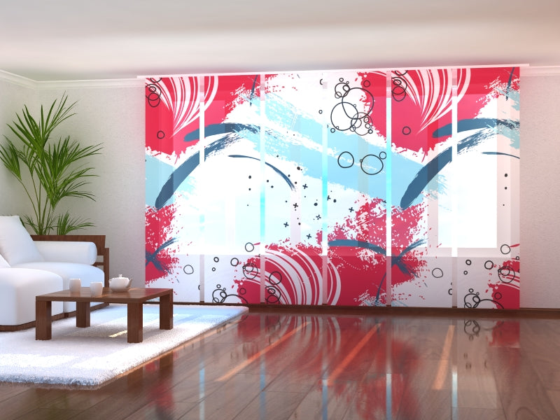 Set di 6 Tende a Pannello Stile Astratto Rosso Blu acquistare Set di 6 Tende a Pannello Stile Astratto Rosso Blu — Foto