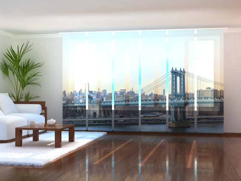 Set di 6 Tende a Pannello Tramonto sull'East River acquistare Set di 6 Tende a Pannello Tramonto sull'East River — Foto