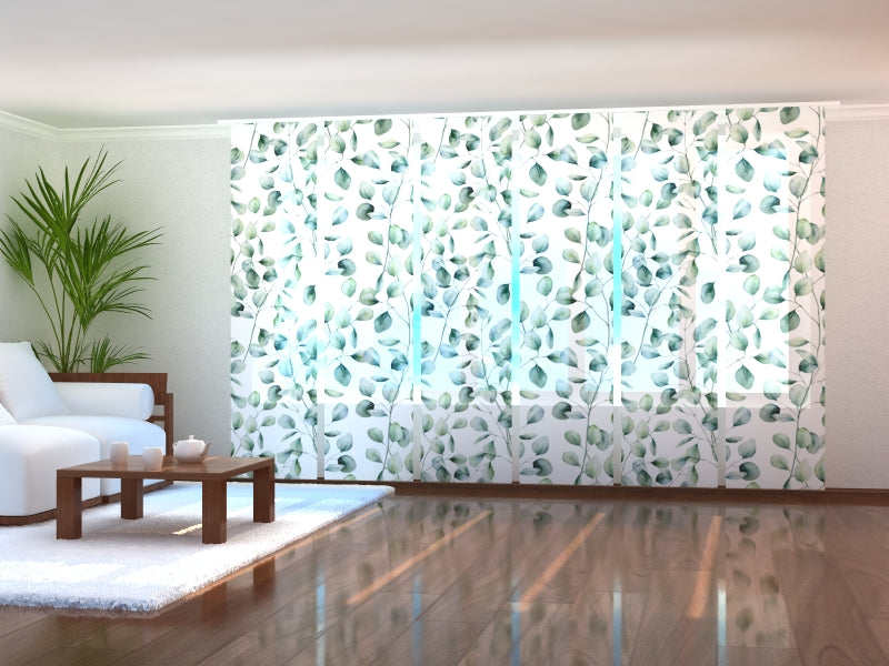 Set di 6 Tende a Pannello Tenere Foglie Verdi acquistare Set di 6 Tende a Pannello Tenere Foglie Verdi — Foto