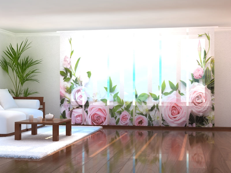 Set di 6 Tende a Pannello Tenerezza delle Rose Rosa acquistare Set di 6 Tende a Pannello Tenerezza delle Rose Rosa — Foto