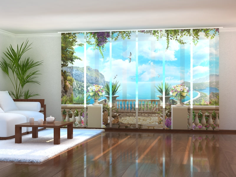 Set di 6 Tende a Pannello Terrazza sul Mare acquistare Set di 6 Tende a Pannello Terrazza sul Mare — Foto