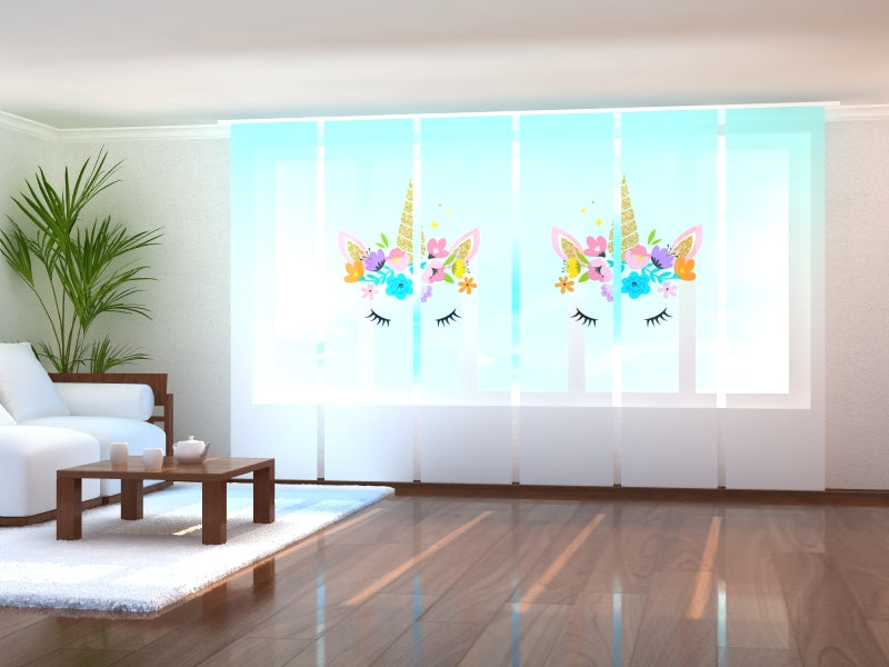 Set di 6 Tende a Pannello Unicorno con Fiori acquistare Set di 6 Tende a Pannello Unicorno con Fiori — Foto